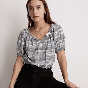 NWT Madewell tie-front keyhole neck cropped top